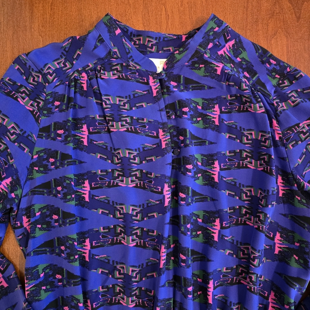Amanda Uprichard Purple Silk "Aztec" Print Dress - Size Med - Picture 13 of 16